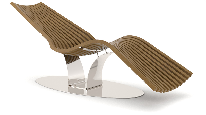 Wave Balance Steel Composite relaxation lounger with armrests | baseplate steel glossy (WPC)
